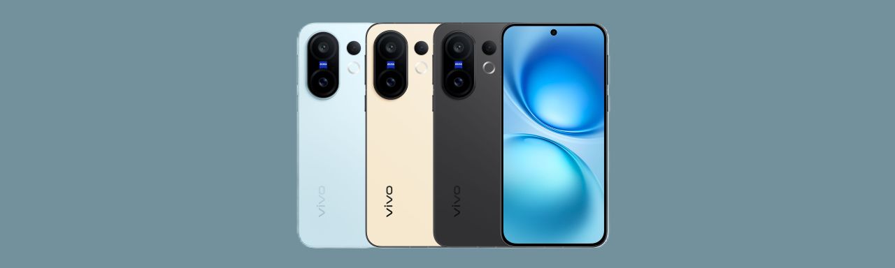Front and back view of vivo X200 FE smartphone showcasing sleek design and AMOLED display