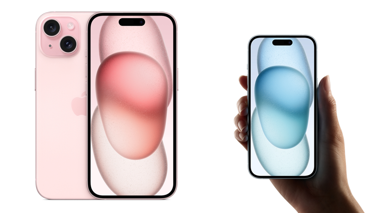 iPhone 13, iPhone 13 smartphone in starlight color resting on a surface, showing its dual-camera system and sleek design