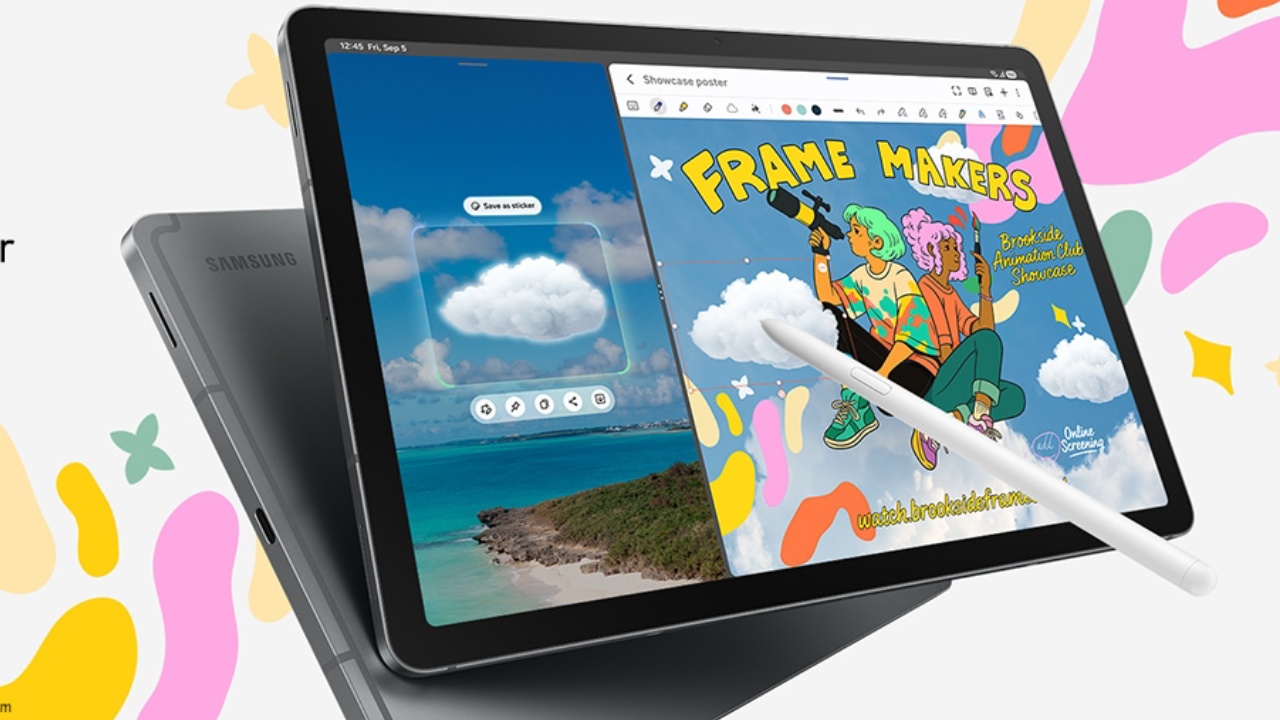 Samsung Galaxy Tab S10 Lite leak,Samsung Galaxy Tab S10 Liteका S Pen, गैलेक्सी टैब S10 लाइट की स्क्रीन पर नोट्स लिखते हुए।