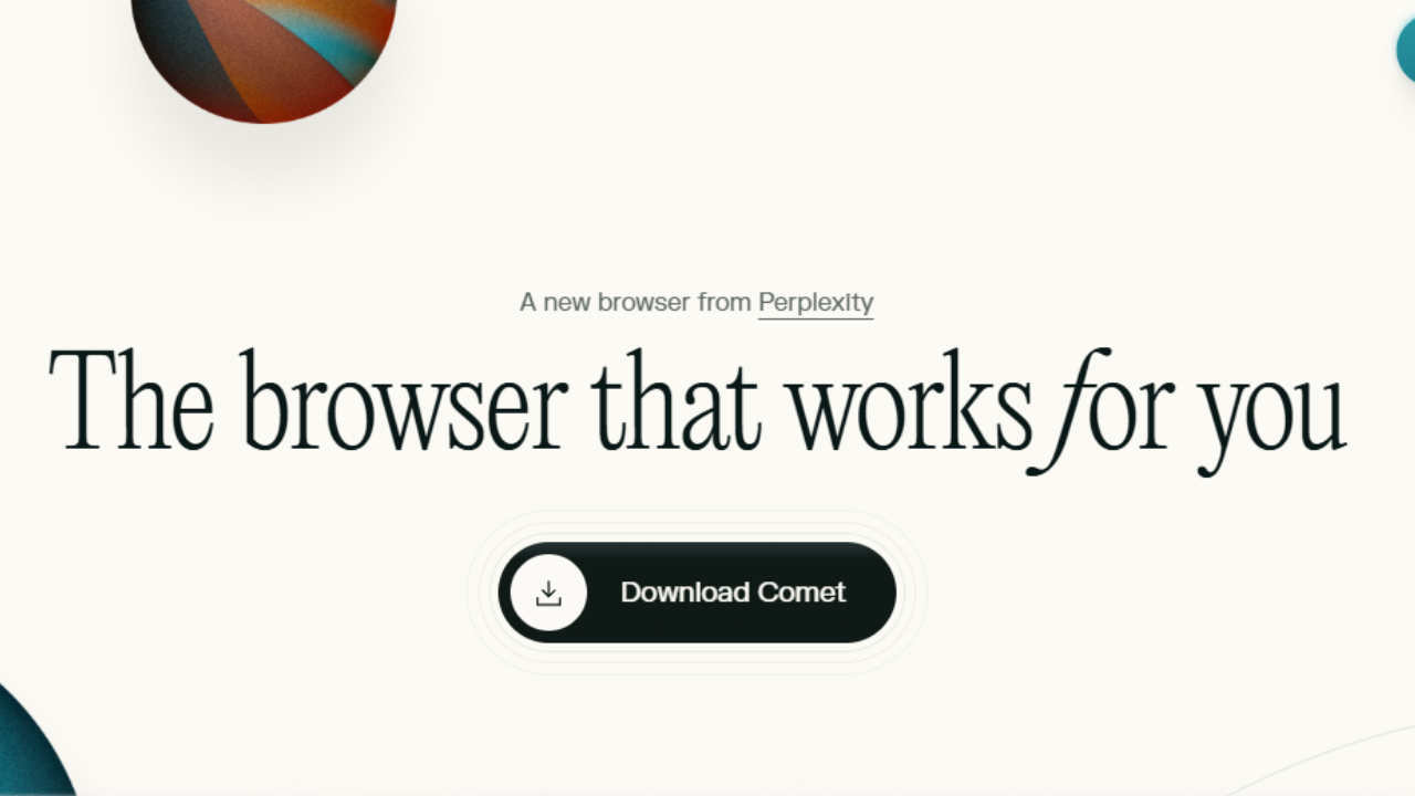 Comet Browser by Perplexity,एक iPhone का स्क्रीनशॉट जिसमें Perplexity का Comet ब्राउज़र खुला हुआ है, जहां AI सहायक एक वेबपेज का सारांश प्रस्तुत कर रहा है।