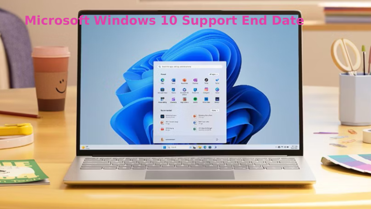 Microsoft Windows 10 Support End Date, विंडोज 10 से विंडोज 11 की ओर बढ़ते हुए एक लैपटॉप, जिस पर एक कैलेंडर के साथ 14 अक्टूबर 2025 अंकित है।