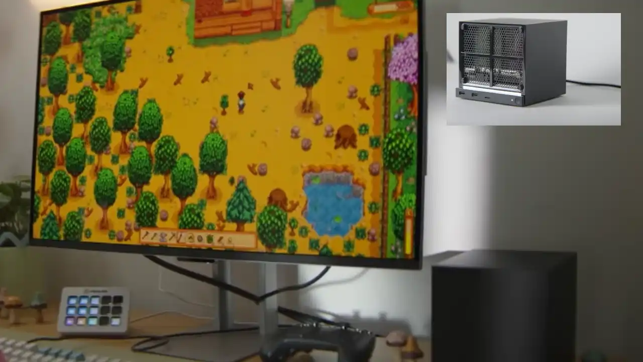 Valve के नए Steam Machine, Frame VR हेडसेट और Steam Controller की हाई-एंड गेमिंग तकनीक की तस्वीर, जो Linux-आधारित SteamOS पर चलती है और PC VR के लिए एक परफ़ेक्ट गेमिंग अनुभव देती है।