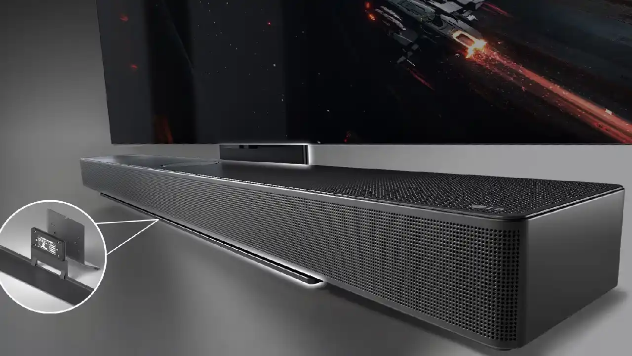 LG Sound bar H7 का मॉड्यूलर Dolby Atmos FlexConnect सिस्टम: वायरलेस 27 स्पीकर्स, 13.1.7 चैनल्स और AI ट्यूनिंग से होम थिएटर का भविष्य दिखाता इमेज। CES 2026 लॉन्च हाइलाइट्स।