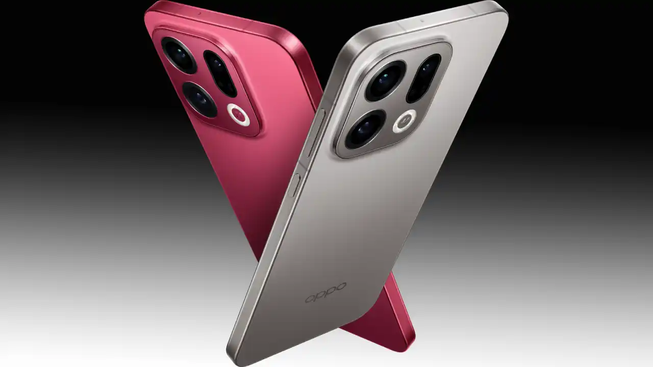 Oppo Reno 15C स्मार्टफोन का फ्रंट व्यू: 6.59-इंच 1.5K AMOLED डिस्प्ले और ट्रिपल 50MP कैमरा सेटअप दिखाते हुए।