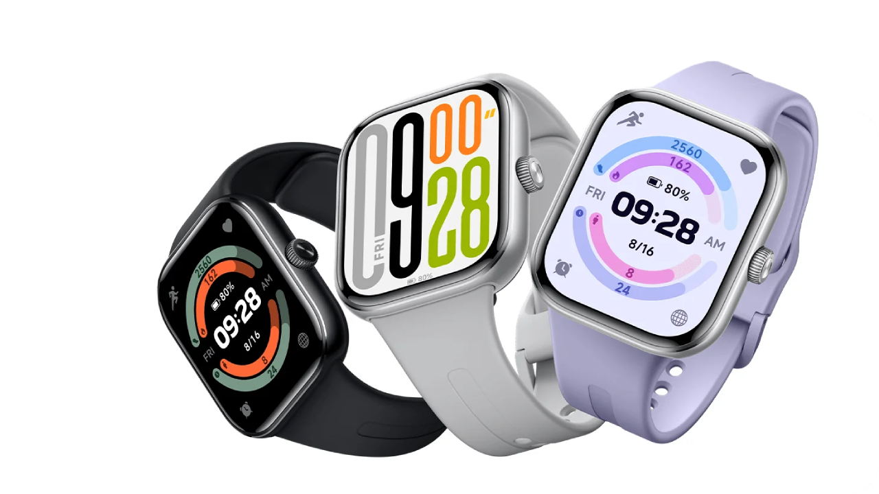 Xiaomi Watch 5 Active Specs को प्रदर्शित करती घड़ी, जिसमें स्टील बेजल, सैफायर ग्लास और 1.43-इंच AMOLED डिस्प्ले पर स्वास्थ्य मैट्रिक्स दिख रहे हैं।