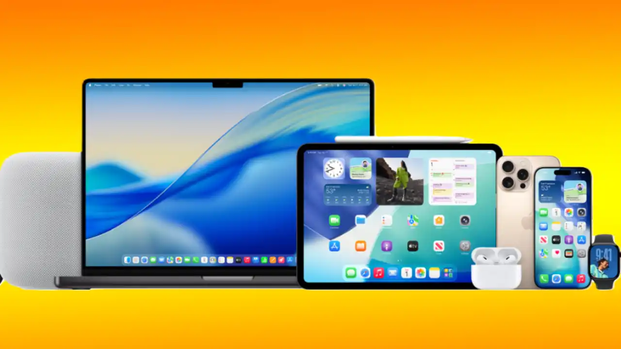 iOS 26.3 Features, Apple iOS 26.3 पब्लिक बीटा रिलीज का स्क्रीनशॉट: लिक्विड ग्लास डिजाइन वाला होमस्क्रीन, Visual Intelligence फीचर हाइलाइटेड, एंड्रॉयड ट्रांसफर टूल और बैटरी परफॉर्मेंस ग्राफ दिखाते हुए।