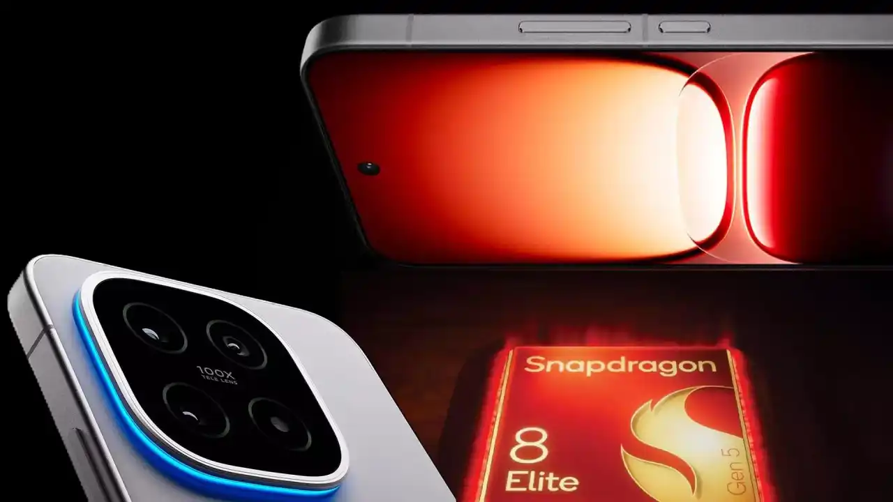 iQOO15 Flagship Features स्मार्टफोन का फ्रंट और बैक व्यू, 7,000mAh बैटरी, 50MP ट्रिपल कैमरा और 2K AMOLED डिस्प्ले के साथ।