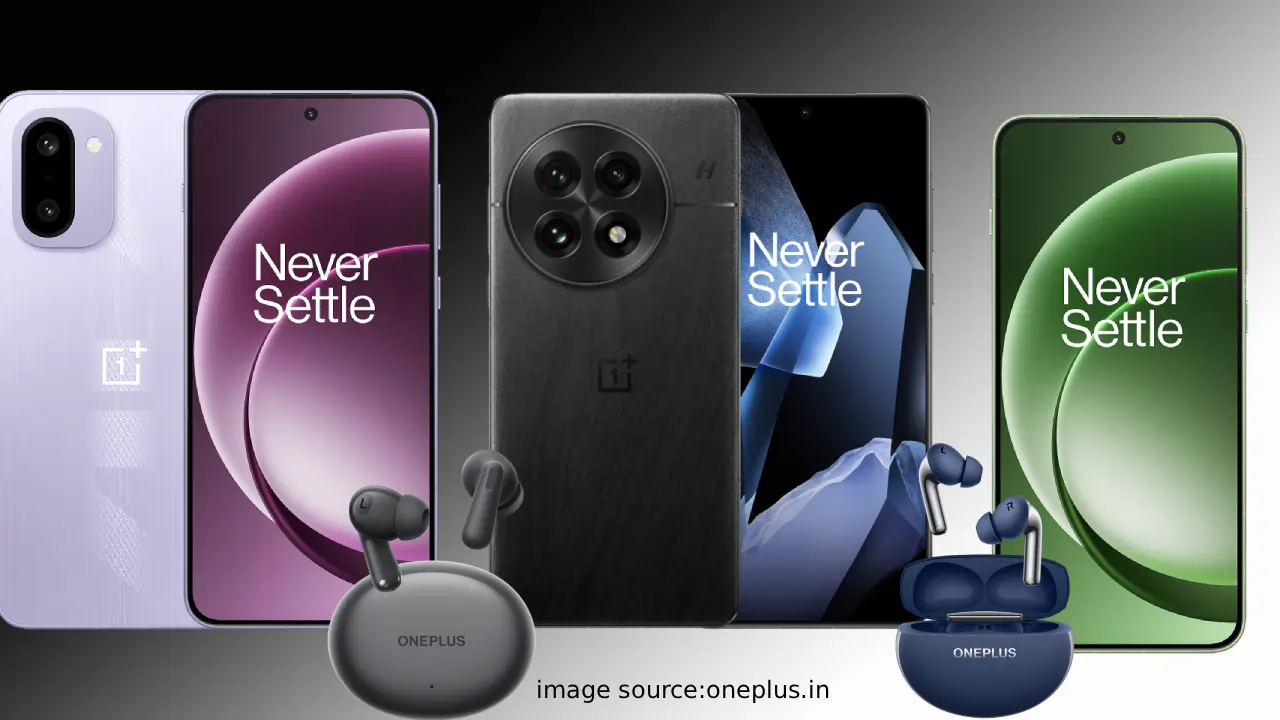 वनप्लस फ्रीडम सेल का प्रमो इमेज: OnePlus Mobile जैसे OnePlus 13, 13R और Pad पर भारी छूट दिखाते हुए स्मार्टफोन्स, टैबलेट्स और ईयरबड्स की चमकदार इमेज, जिसमें '10,000 तक बचत' टेक्स्ट हाइलाइटेड है।