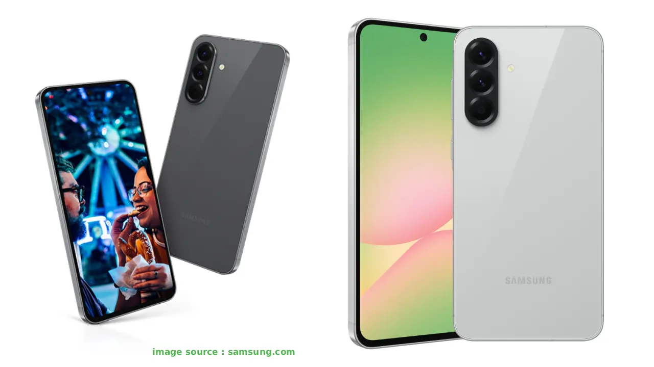 Samsung Galaxy A57 न्यू मॉडल का लीक इमेज: प्रीमियम ब्लैक फिनिश, ट्रिपल कैमरा मॉड्यूल और स्लिम डिजाइन दिखाते हुए।