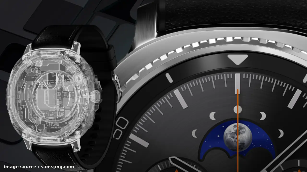 सैमसंग Galaxy Watch 8 Classic का स्टाइलिश ब्लैक मॉडल कलाई पर चमकता हुआ, रोटेटिंग बीزل के साथ $149 ट्रेड-इन डील का लोगो और 'बिग अलर्ट' टेक्स्ट। Galaxy Watch 8 Classic design features हाइलाइटेड।