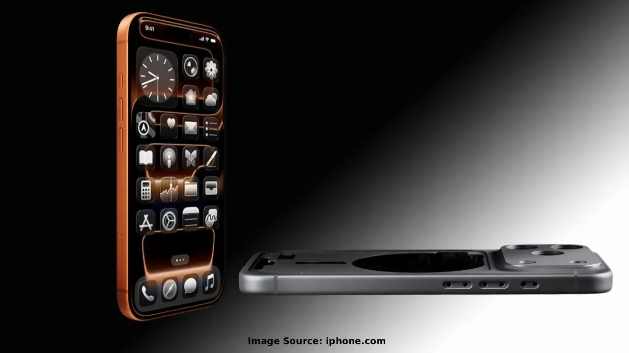 iPhone 18 Pro Max features specs: 5200mAh बैटरी और A20 चिप के साथ 40+ घंटे लाइफ का कॉन्सेप्ट इमेज।